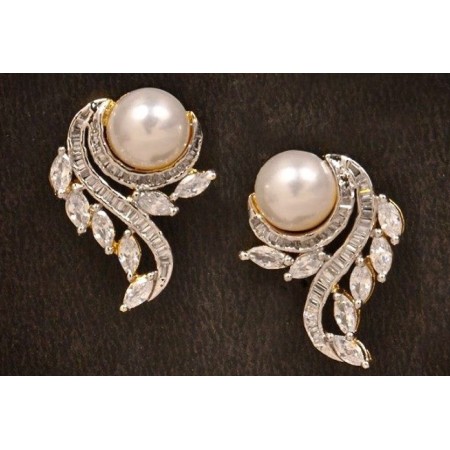 Pearl Diamond Stud Earrings